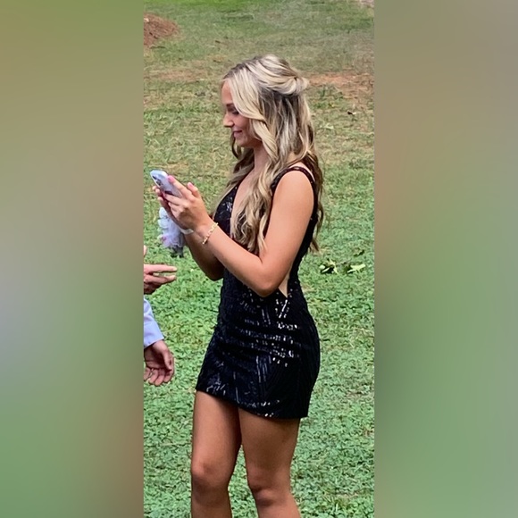 Black Ava Presley Sequined Dress - Picture 7 of 9